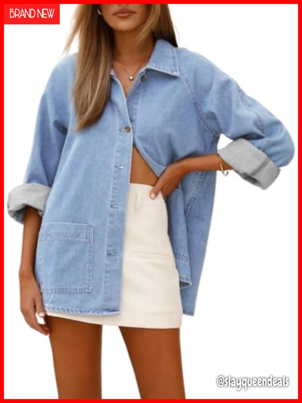 Women's Denim Shirt Long Sleeve Button Down Lightweight Shacket